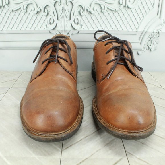 ECCO Brown Leather Comfortable Lace Up Dress Oxford Shoes Size 46 US 12.5 - Picture 4 of 9